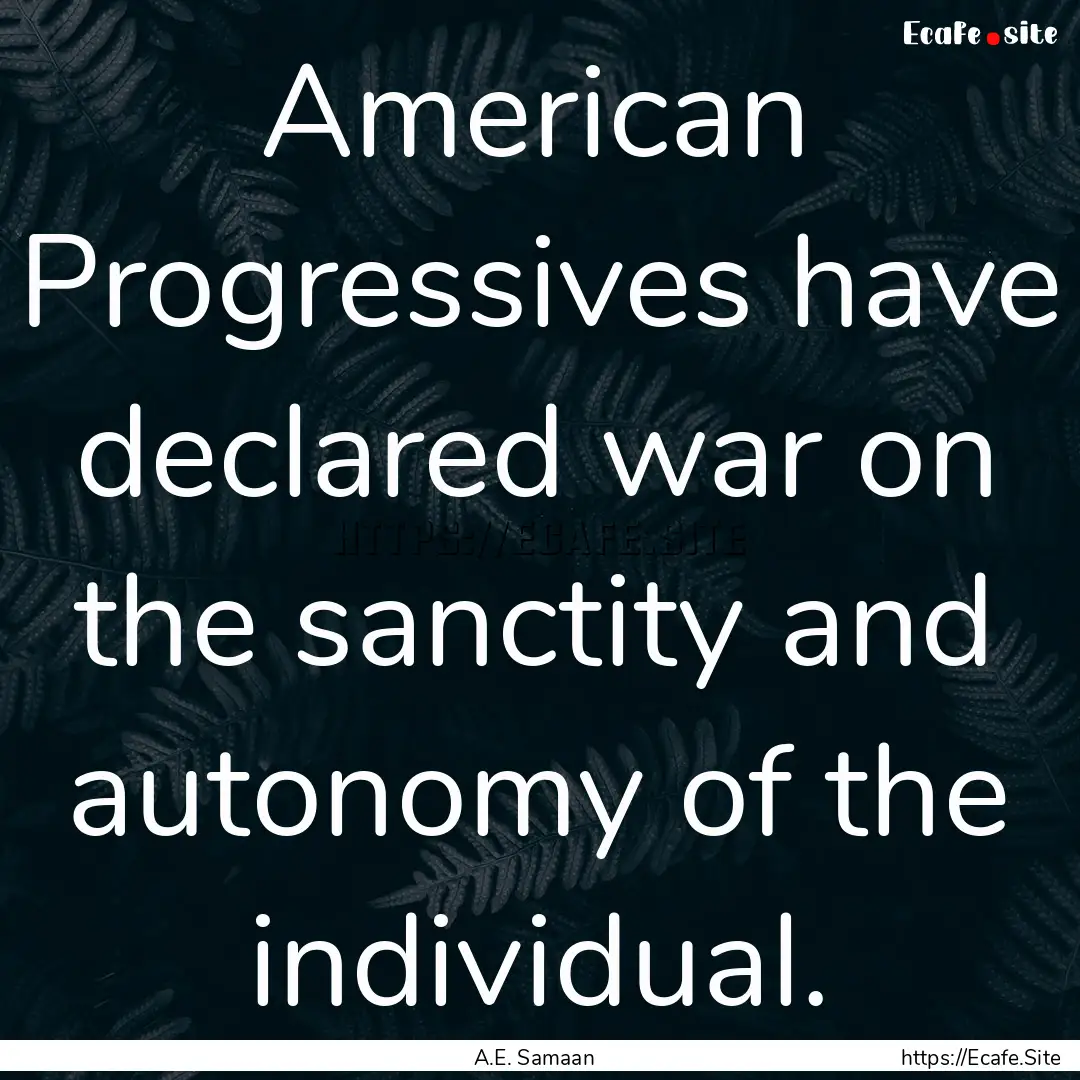 American Progressives have declared war on.... : Quote by A.E. Samaan