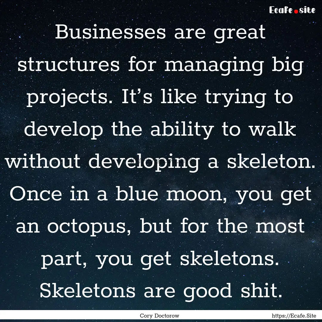 Businesses are great structures for managing.... : Quote by Cory Doctorow