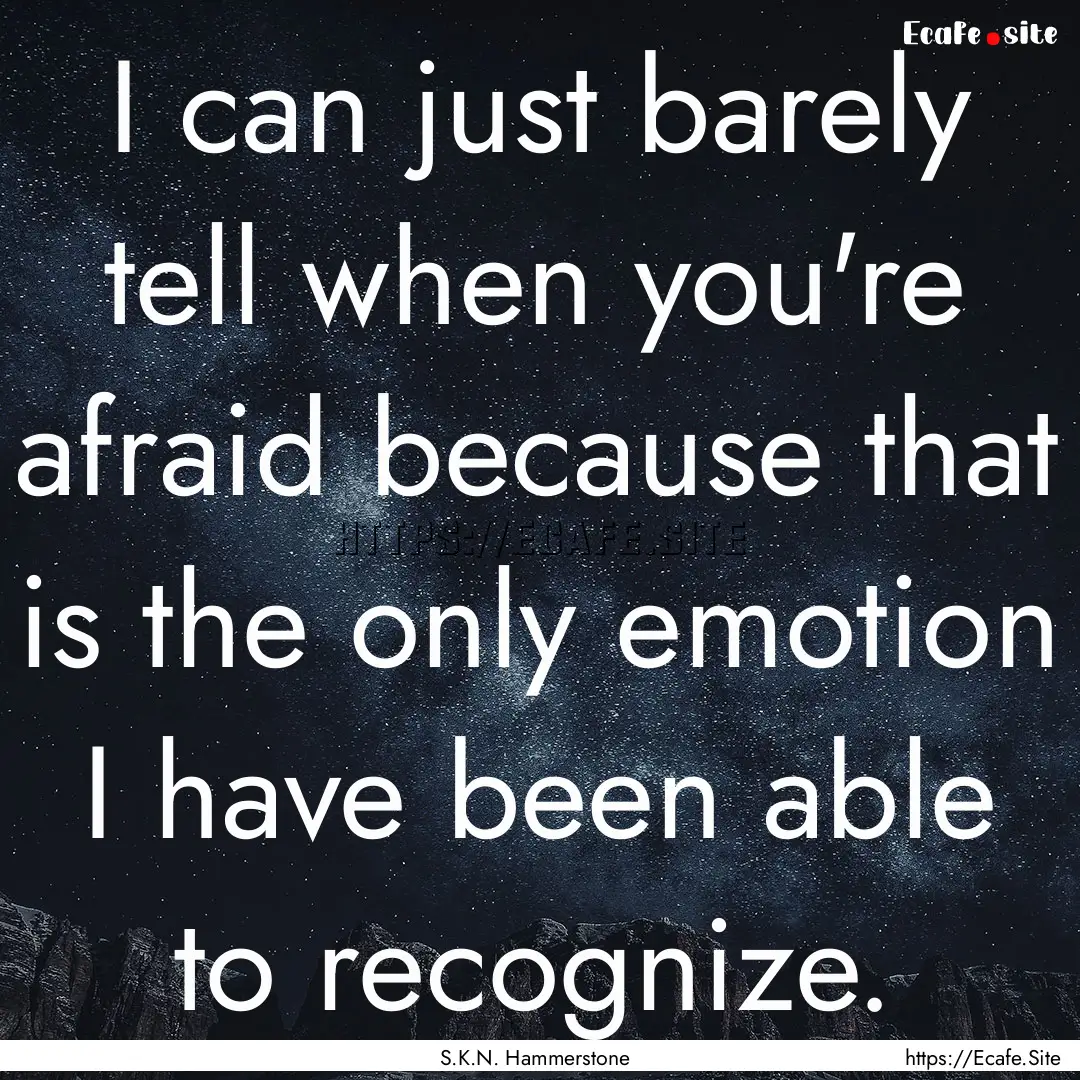 I can just barely tell when you're afraid.... : Quote by S.K.N. Hammerstone