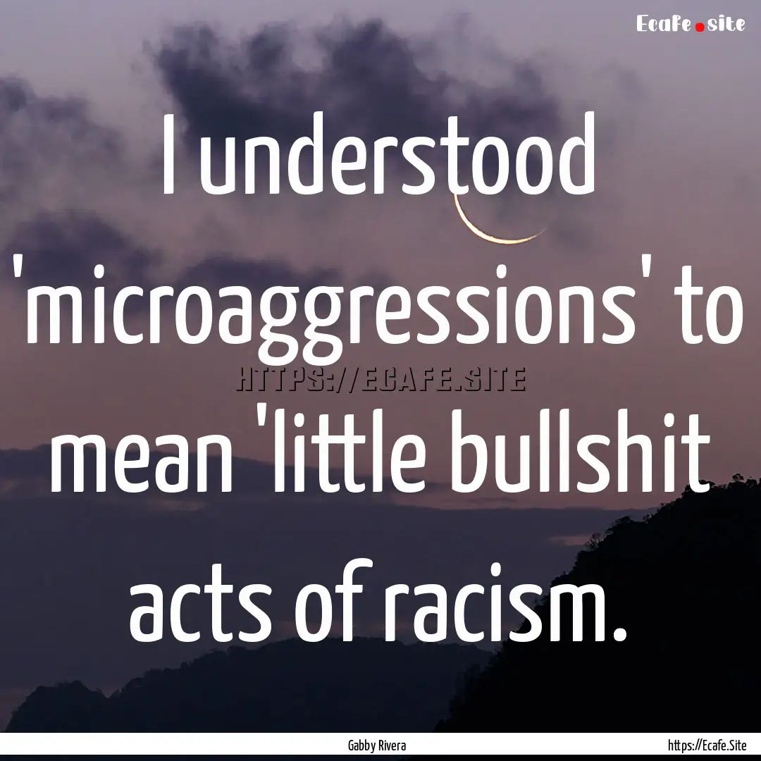 I understood 'microaggressions' to mean 'little.... : Quote by Gabby Rivera