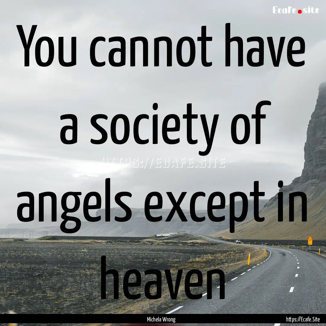 You cannot have a society of angels except.... : Quote by Michela Wrong