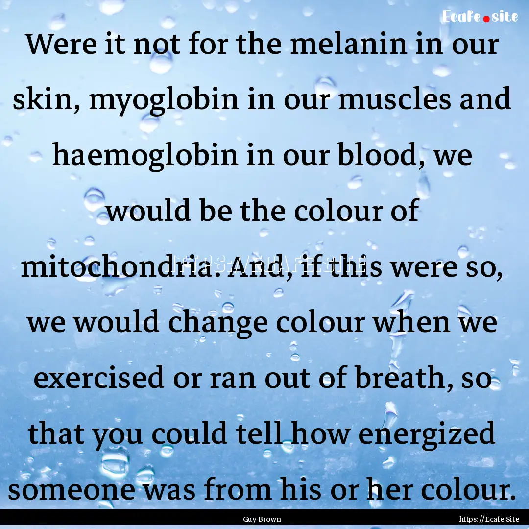 Were it not for the melanin in our skin,.... : Quote by Guy Brown