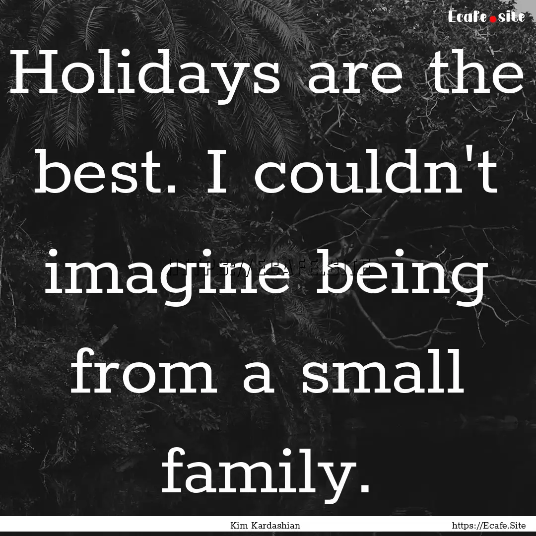 Holidays are the best. I couldn't imagine.... : Quote by Kim Kardashian