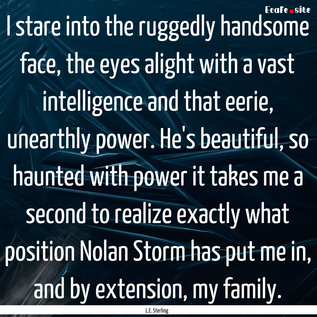 I stare into the ruggedly handsome face,.... : Quote by L.E. Sterling