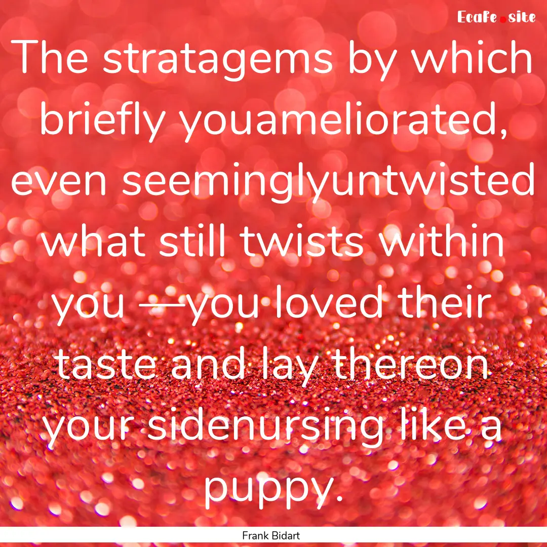 The stratagems by which briefly youameliorated,.... : Quote by Frank Bidart