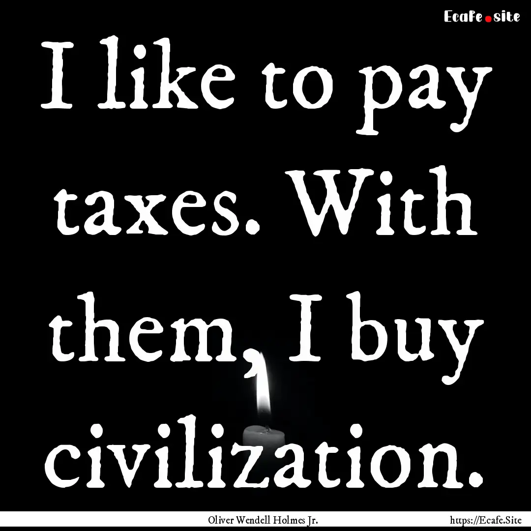 I like to pay taxes. With them, I buy civilization..... : Quote by Oliver Wendell Holmes Jr.