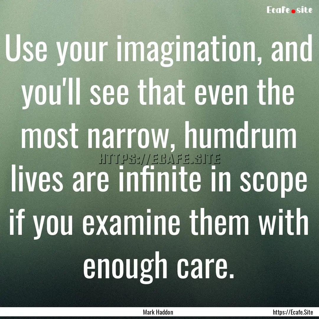 Use your imagination, and you'll see that.... : Quote by Mark Haddon