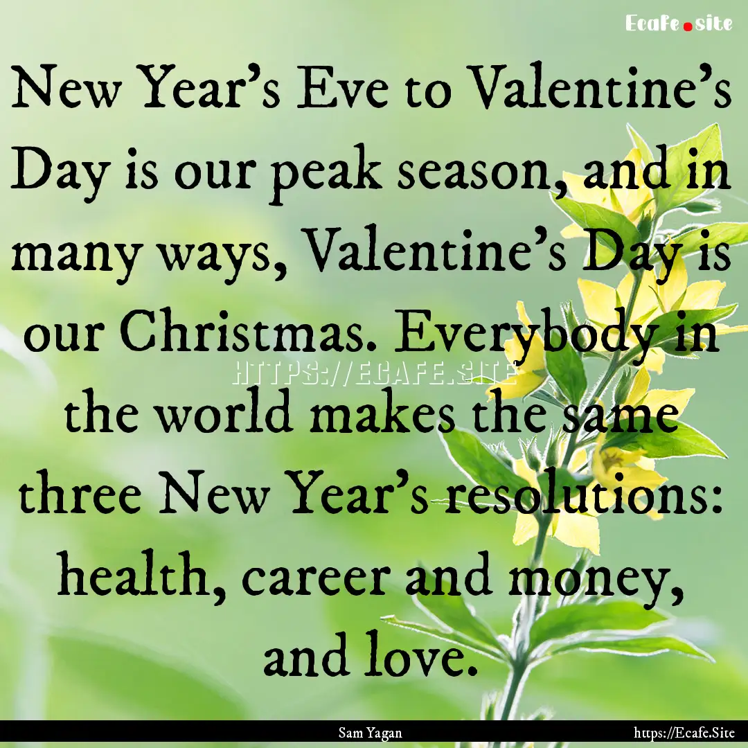 New Year's Eve to Valentine's Day is our.... : Quote by Sam Yagan