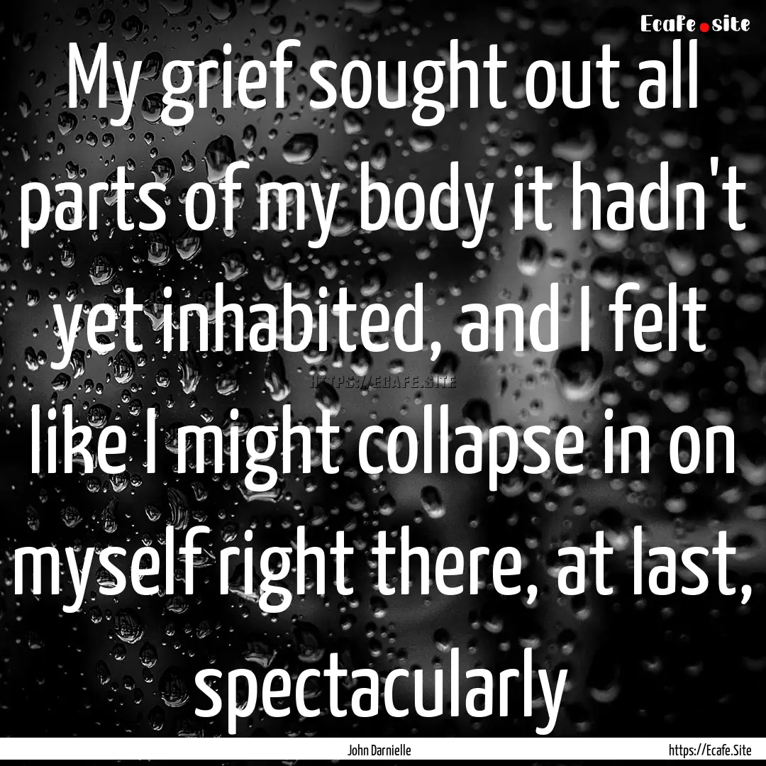 My grief sought out all parts of my body.... : Quote by John Darnielle