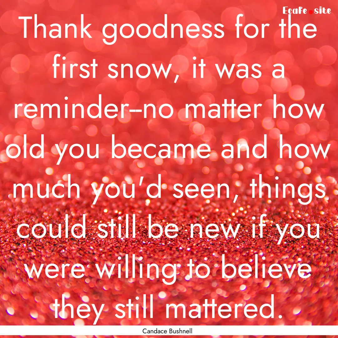 Thank goodness for the first snow, it was.... : Quote by Candace Bushnell