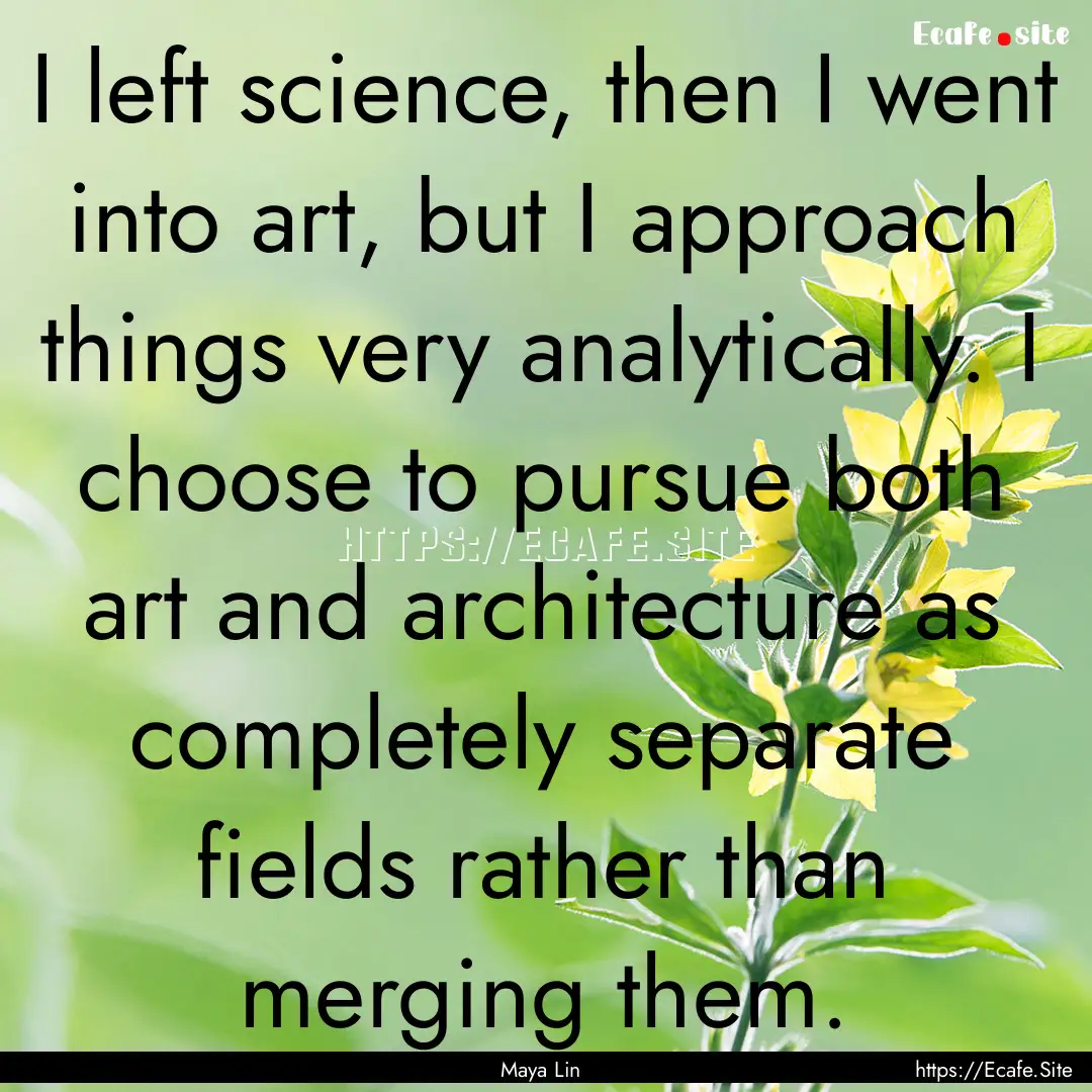 I left science, then I went into art, but.... : Quote by Maya Lin