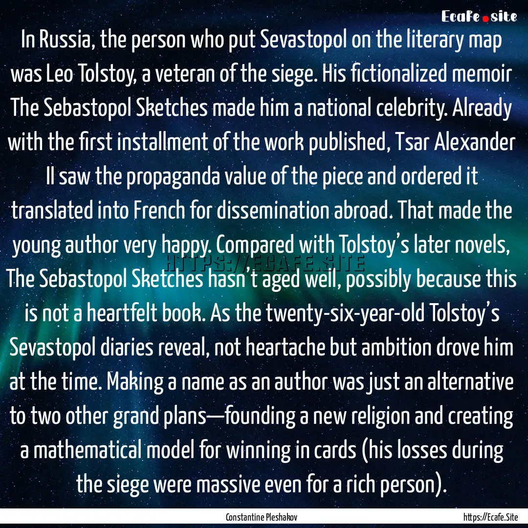 In Russia, the person who put Sevastopol.... : Quote by Constantine Pleshakov