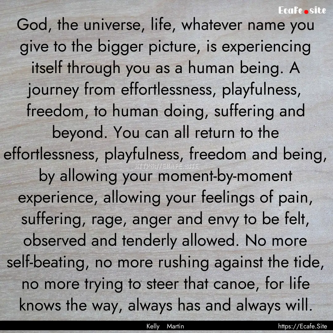 God, the universe, life, whatever name you.... : Quote by Kelly Martin