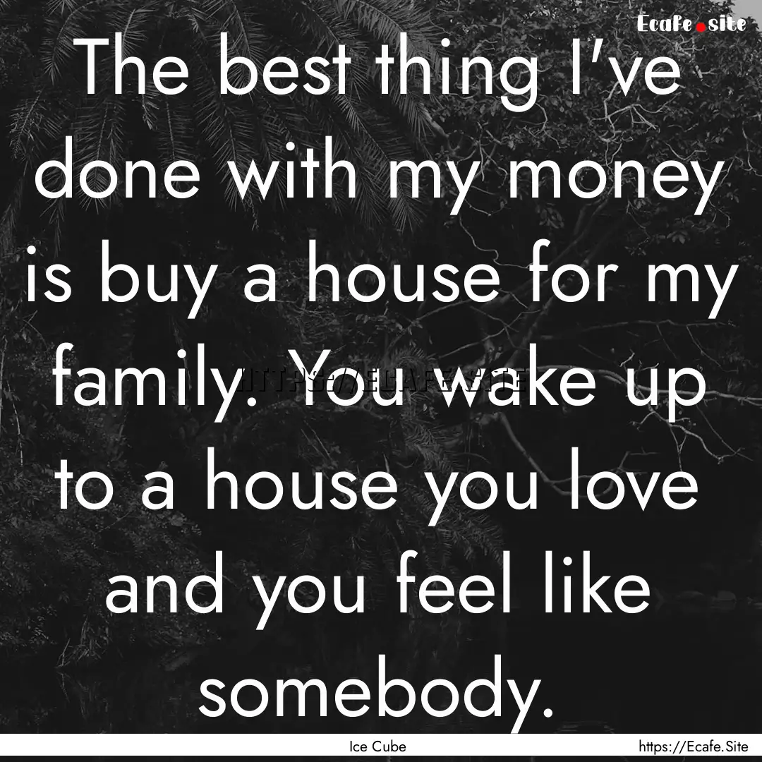 The best thing I've done with my money is.... : Quote by Ice Cube