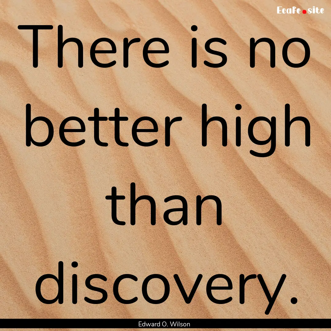 There is no better high than discovery. : Quote by Edward O. Wilson