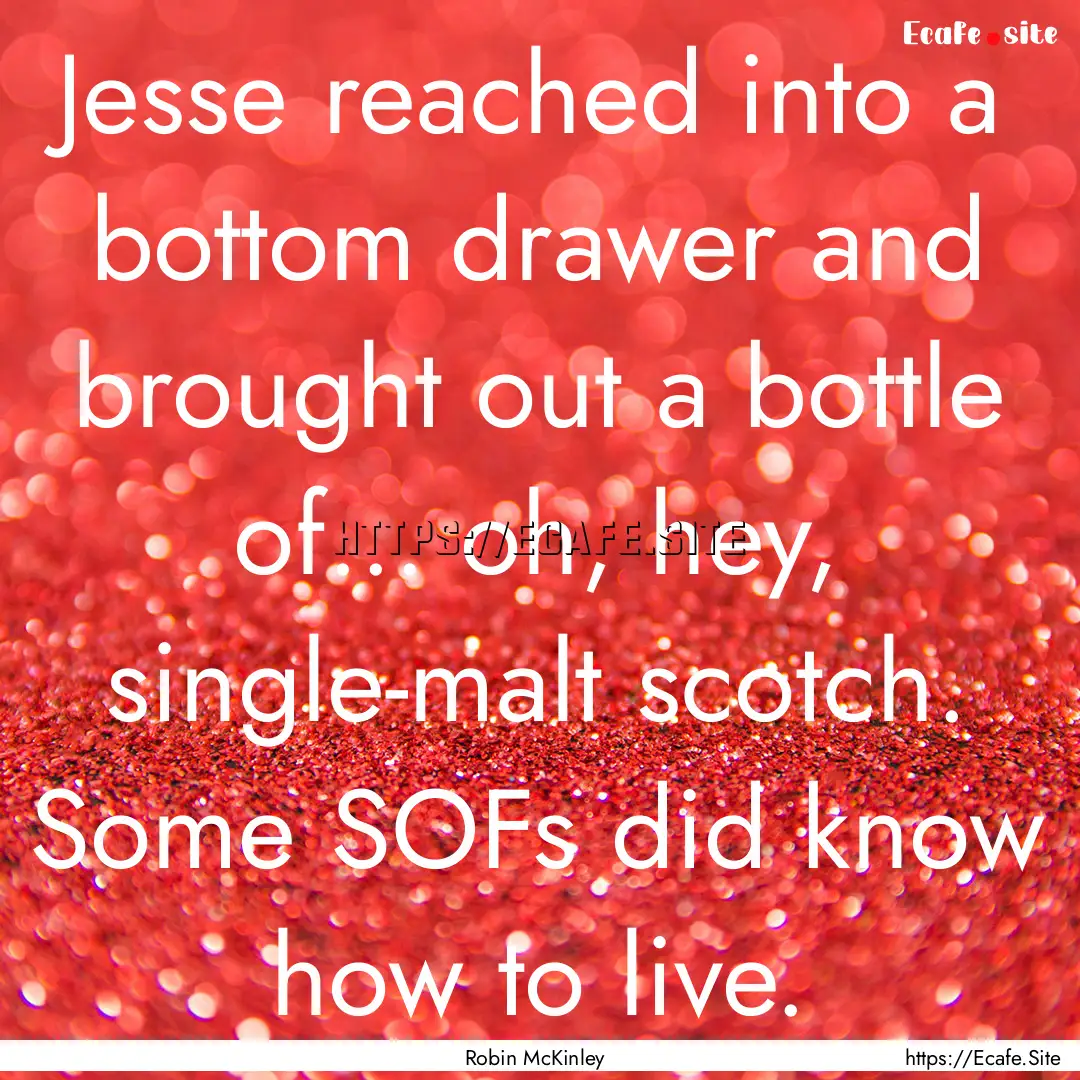 Jesse reached into a bottom drawer and brought.... : Quote by Robin McKinley