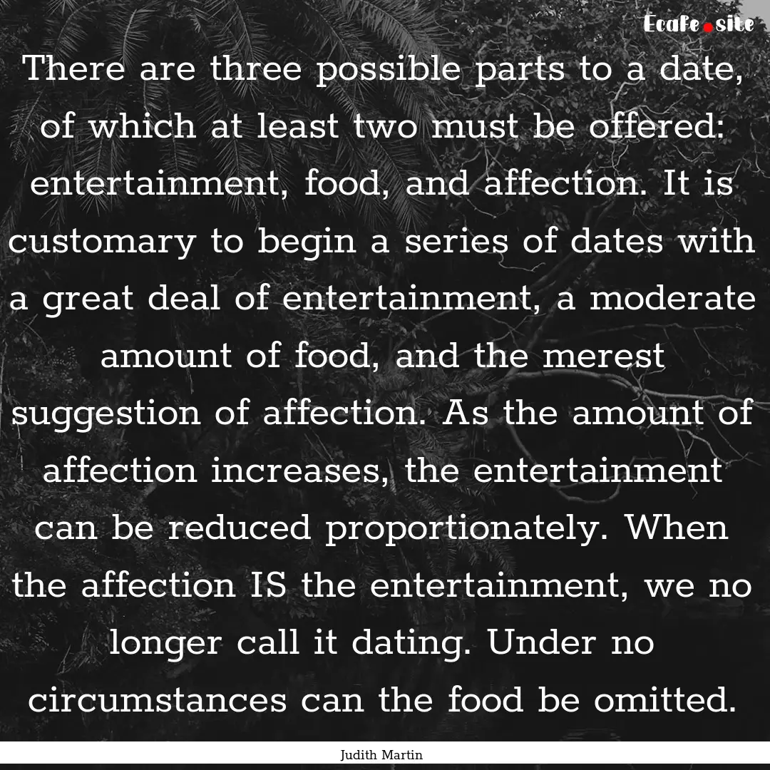 There are three possible parts to a date,.... : Quote by Judith Martin