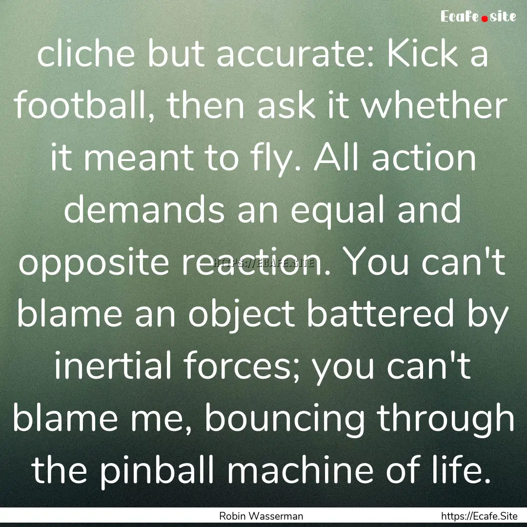 cliche but accurate: Kick a football, then.... : Quote by Robin Wasserman