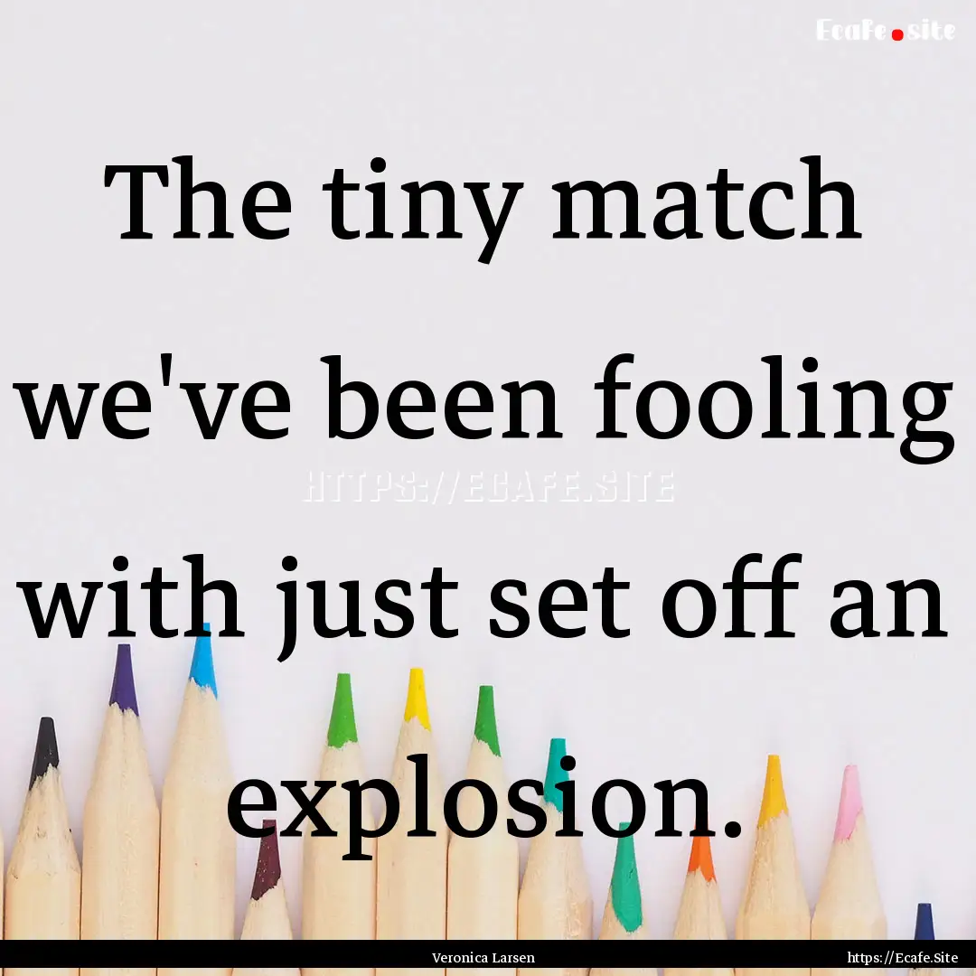 The tiny match we've been fooling with just.... : Quote by Veronica Larsen