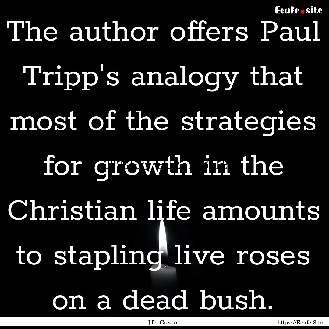 The author offers Paul Tripp's analogy that.... : Quote by J.D. Greear