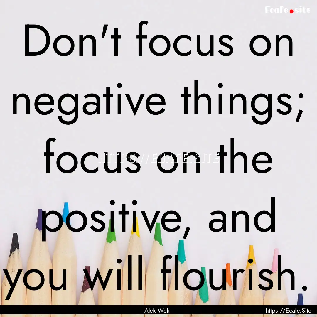 Don't focus on negative things; focus on.... : Quote by Alek Wek