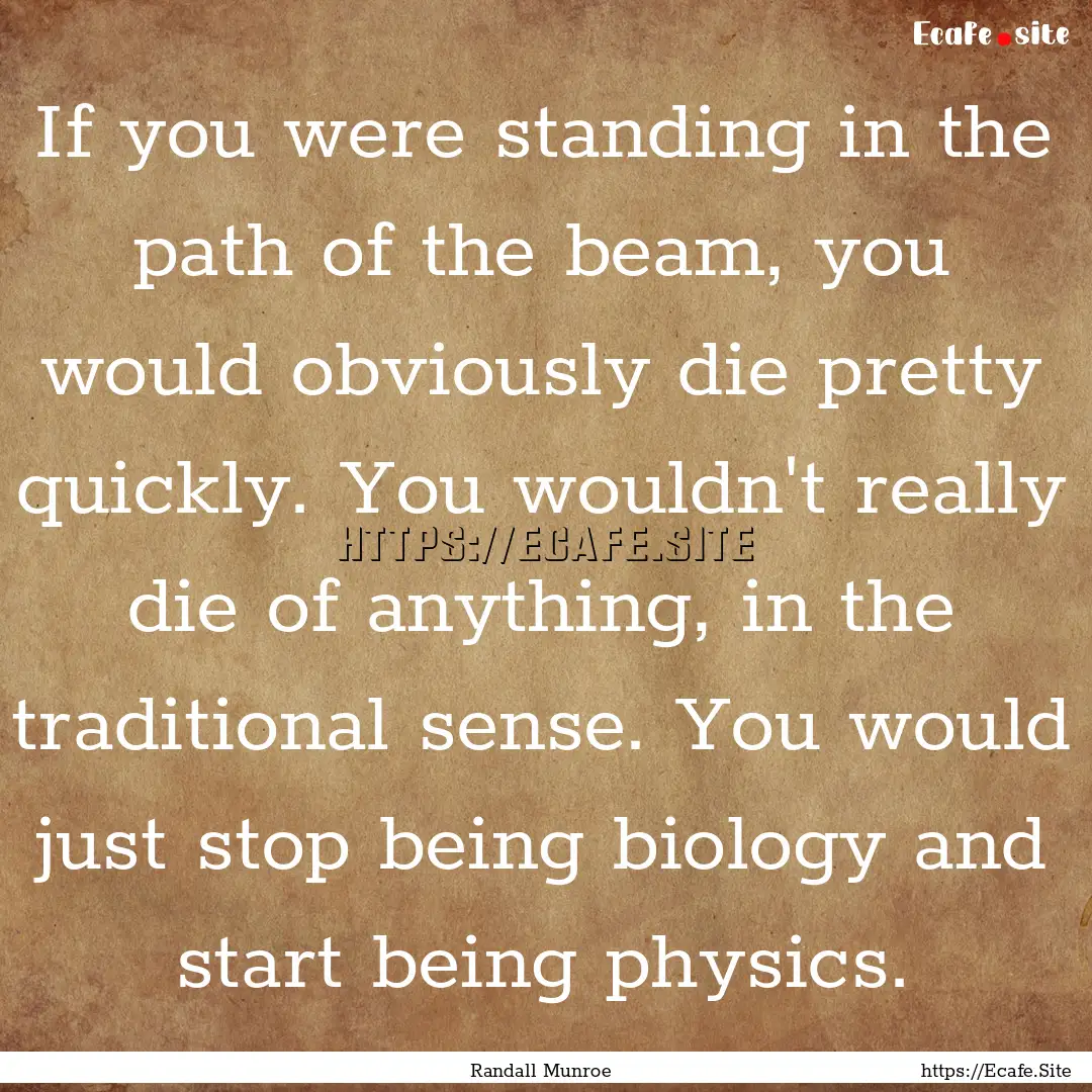 If you were standing in the path of the beam,.... : Quote by Randall Munroe