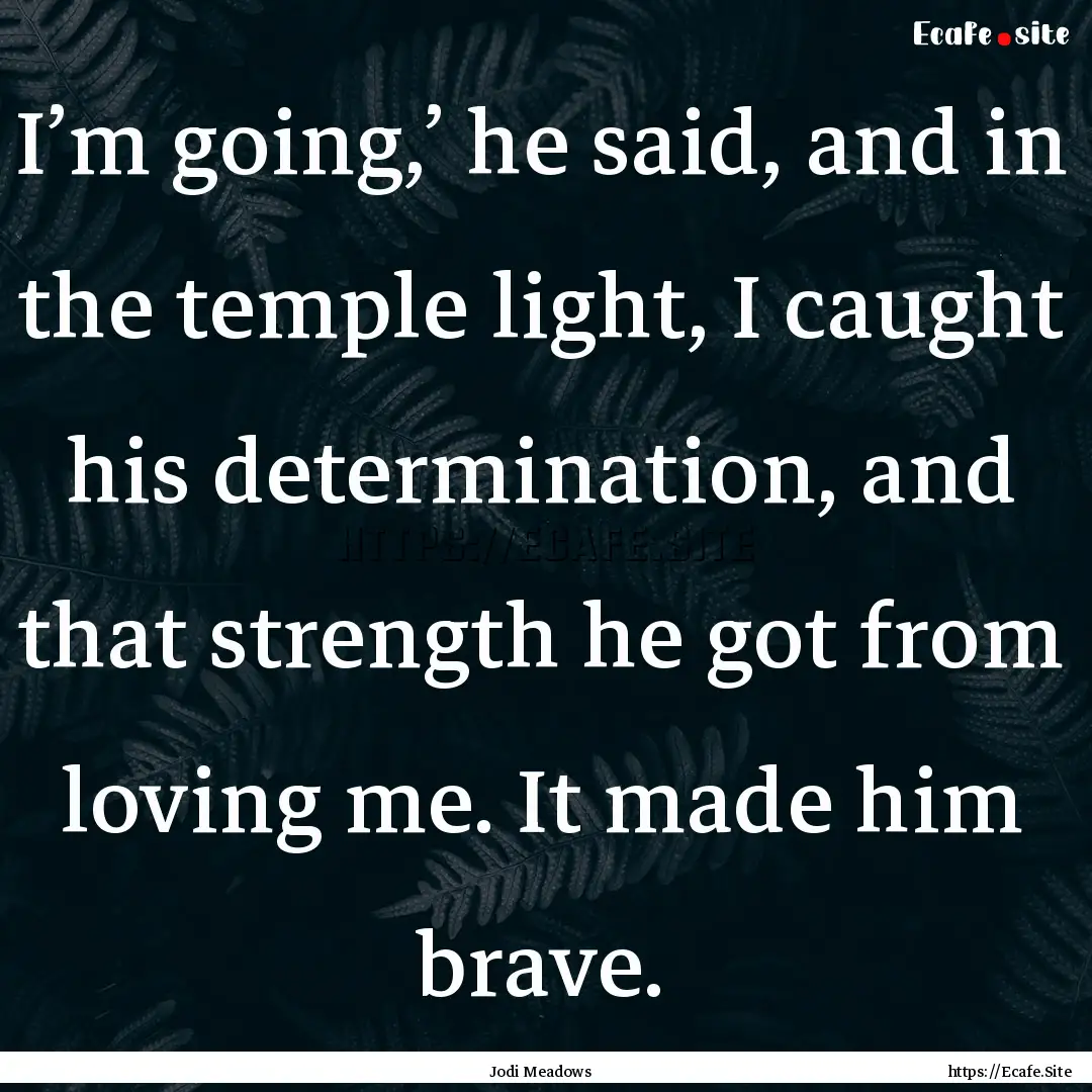 I’m going,’ he said, and in the temple.... : Quote by Jodi Meadows