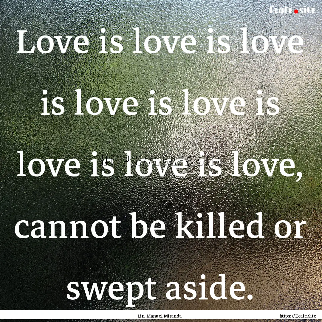 Love is love is love is love is love is love.... : Quote by Lin-Manuel Miranda