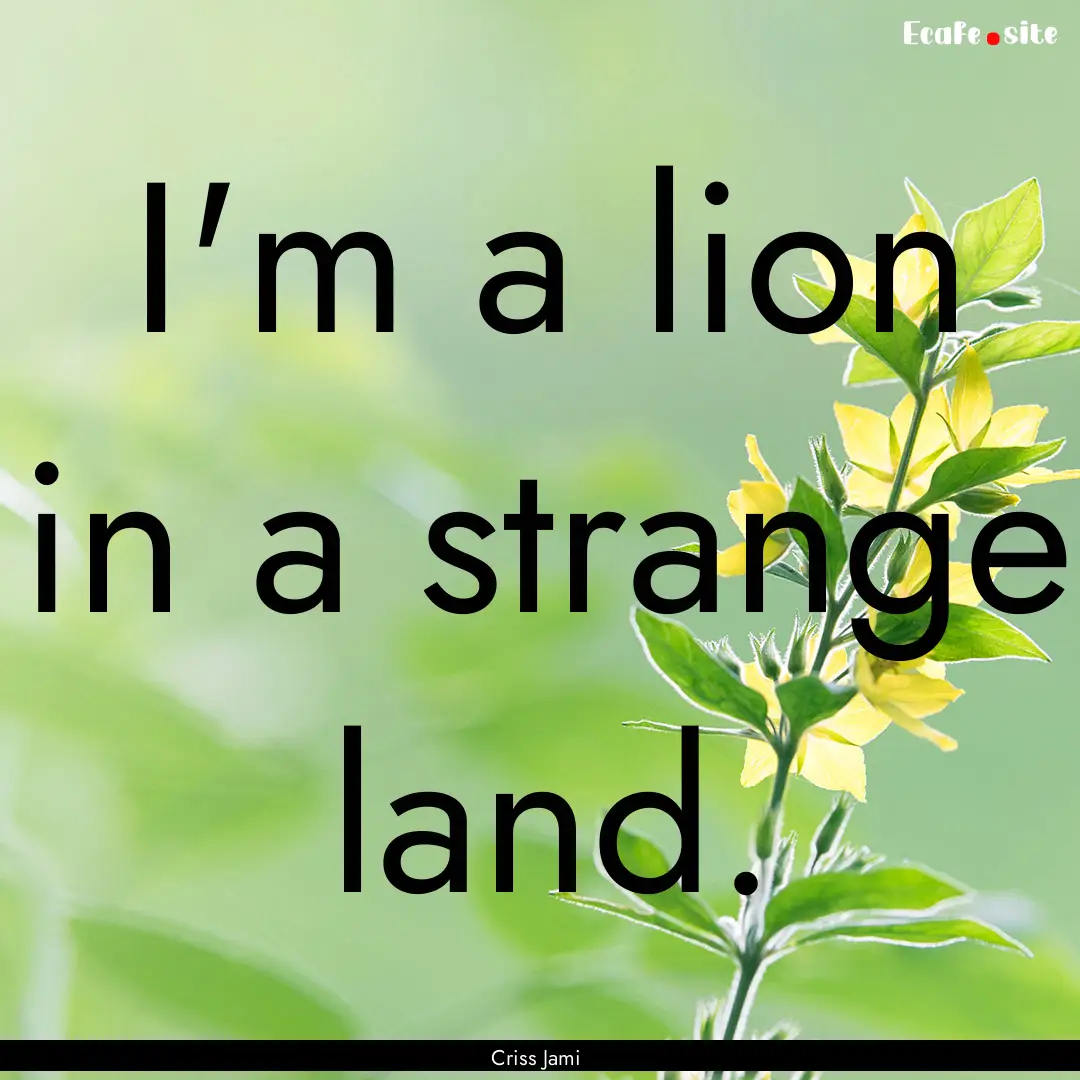 I'm a lion in a strange land. : Quote by Criss Jami