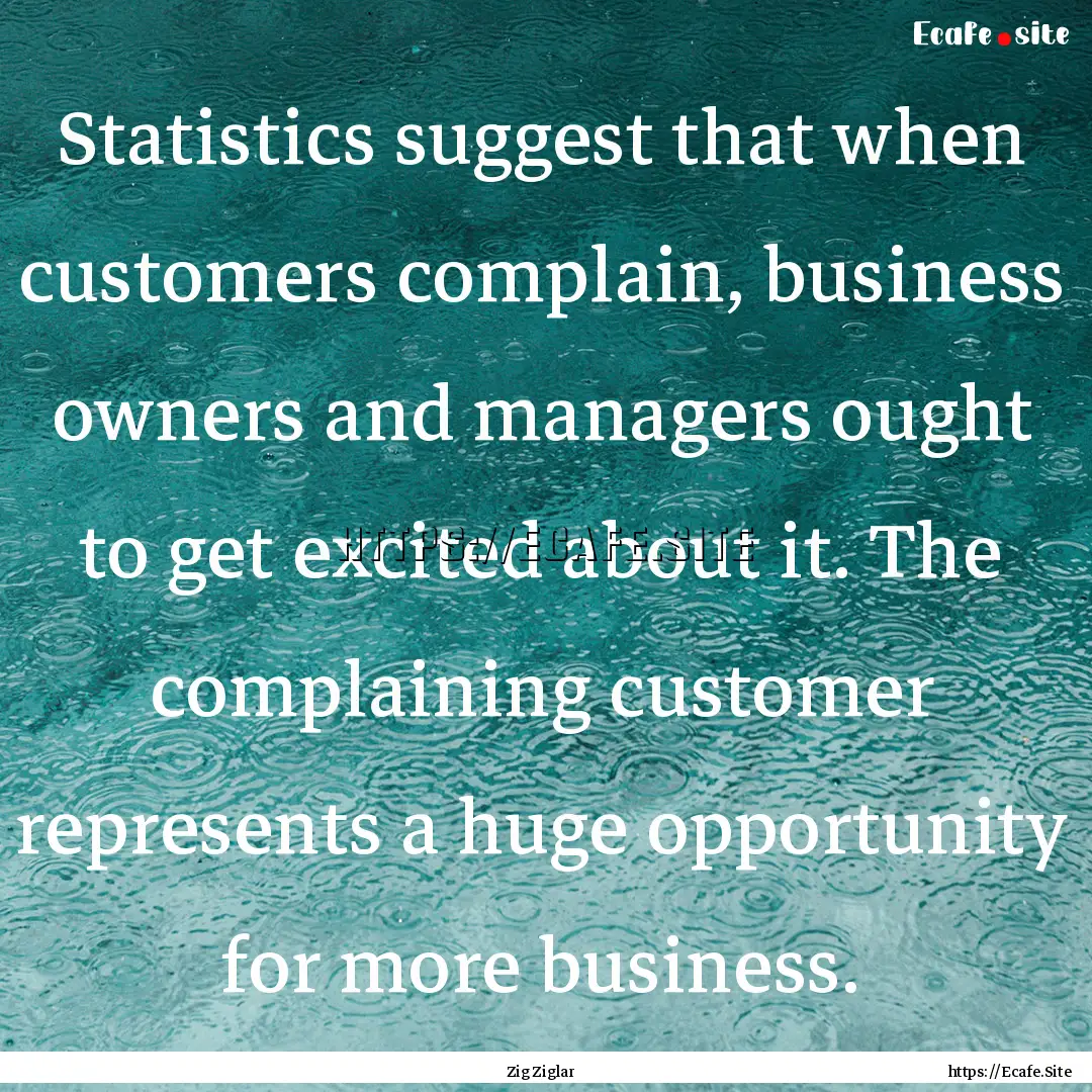 Statistics suggest that when customers complain,.... : Quote by Zig Ziglar