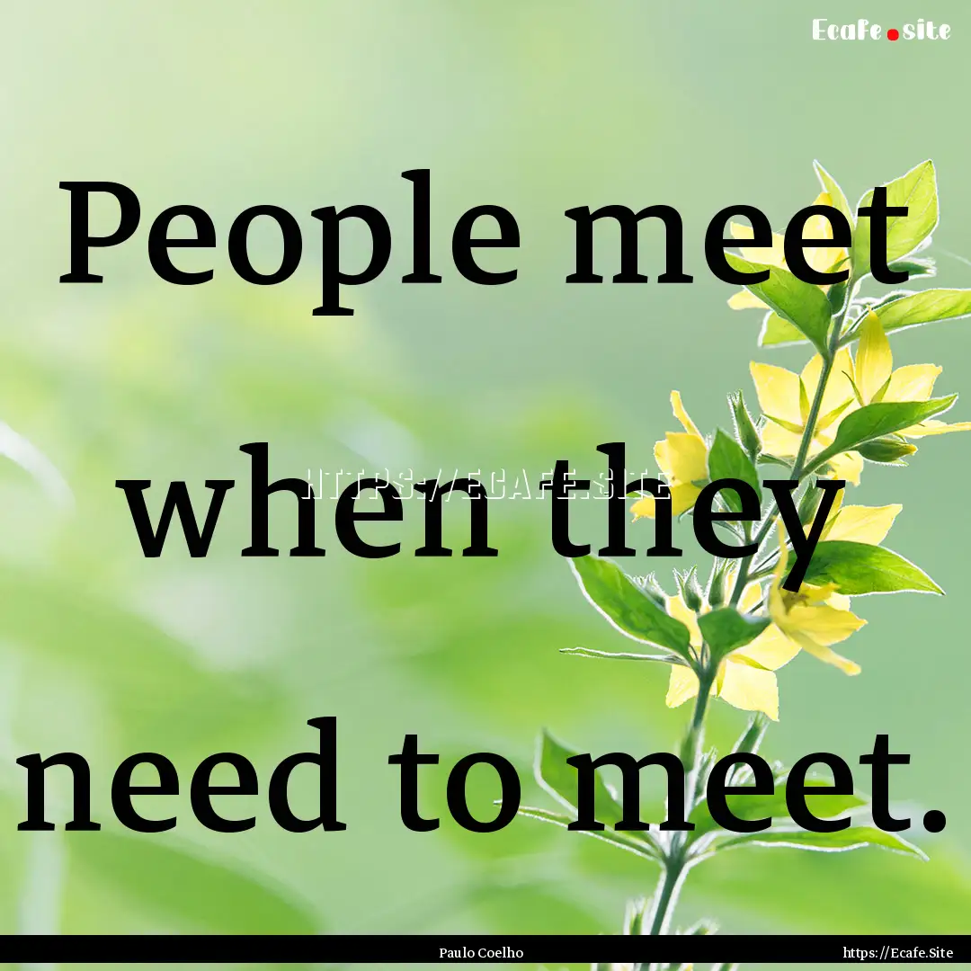 People meet when they need to meet. : Quote by Paulo Coelho