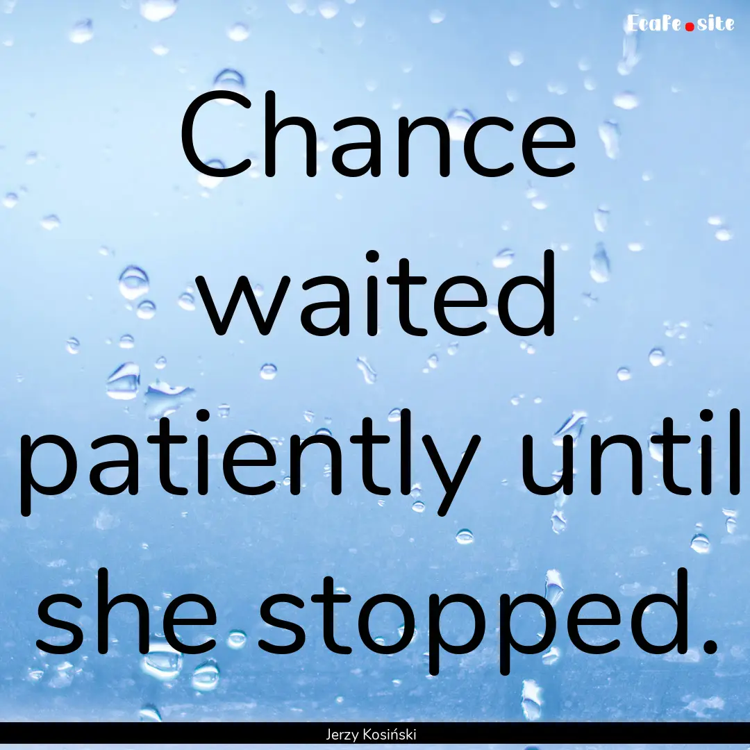 Chance waited patiently until she stopped..... : Quote by Jerzy Kosiński