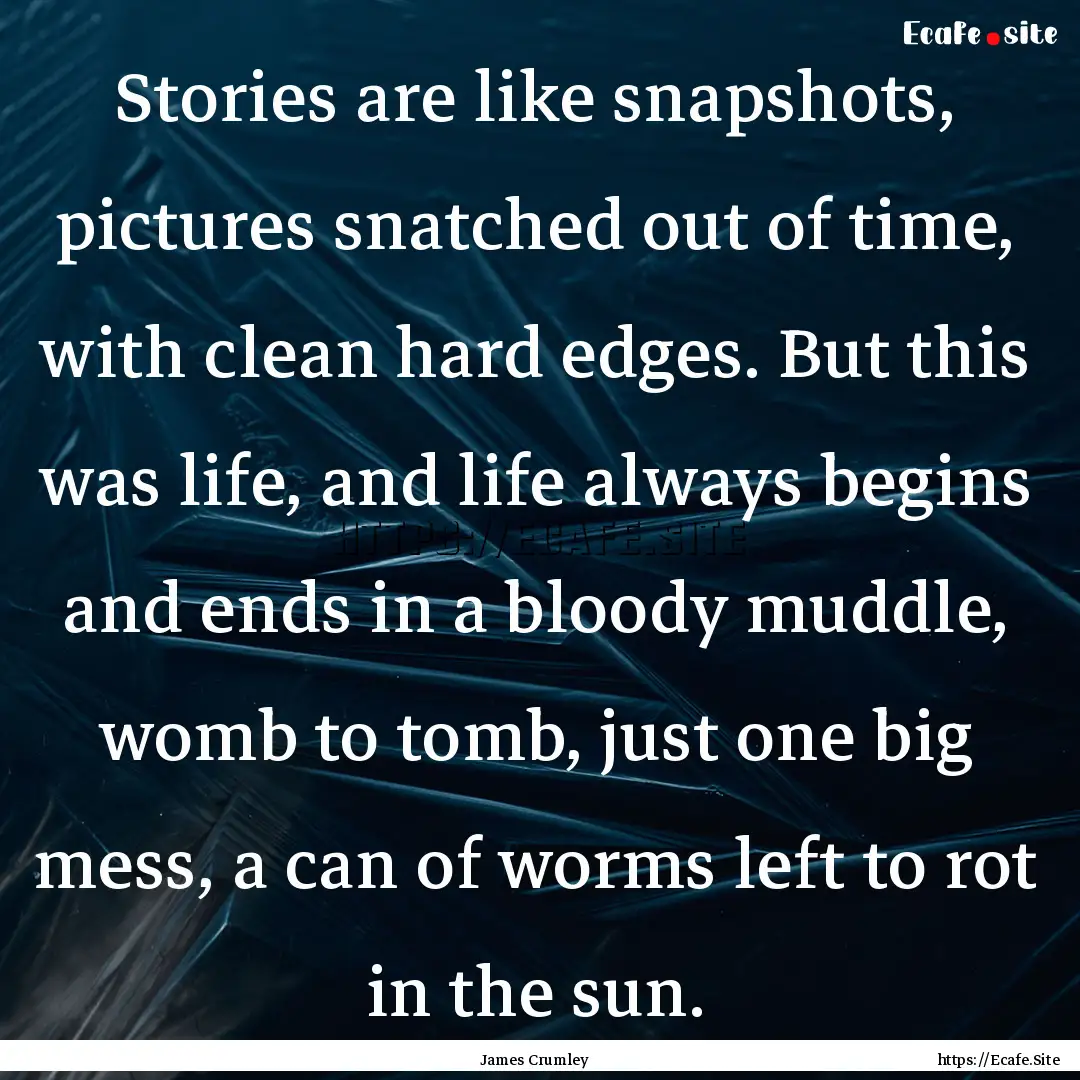 Stories are like snapshots, pictures snatched.... : Quote by James Crumley