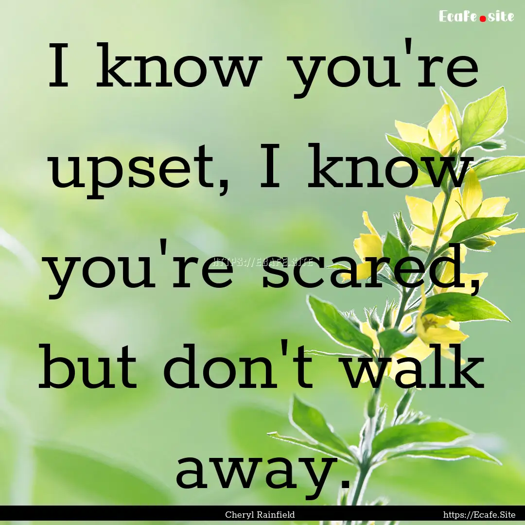 I know you're upset, I know you're scared,.... : Quote by Cheryl Rainfield