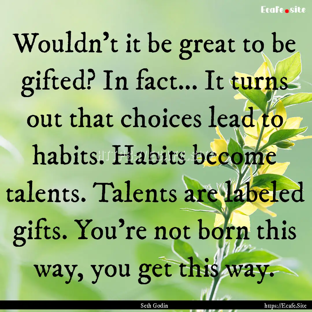 Wouldn't it be great to be gifted? In fact....... : Quote by Seth Godin