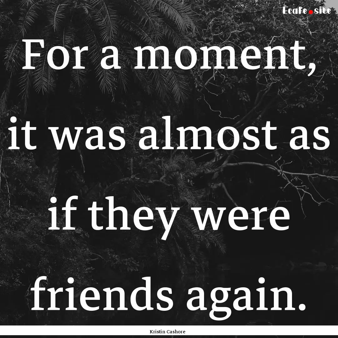 For a moment, it was almost as if they were.... : Quote by Kristin Cashore