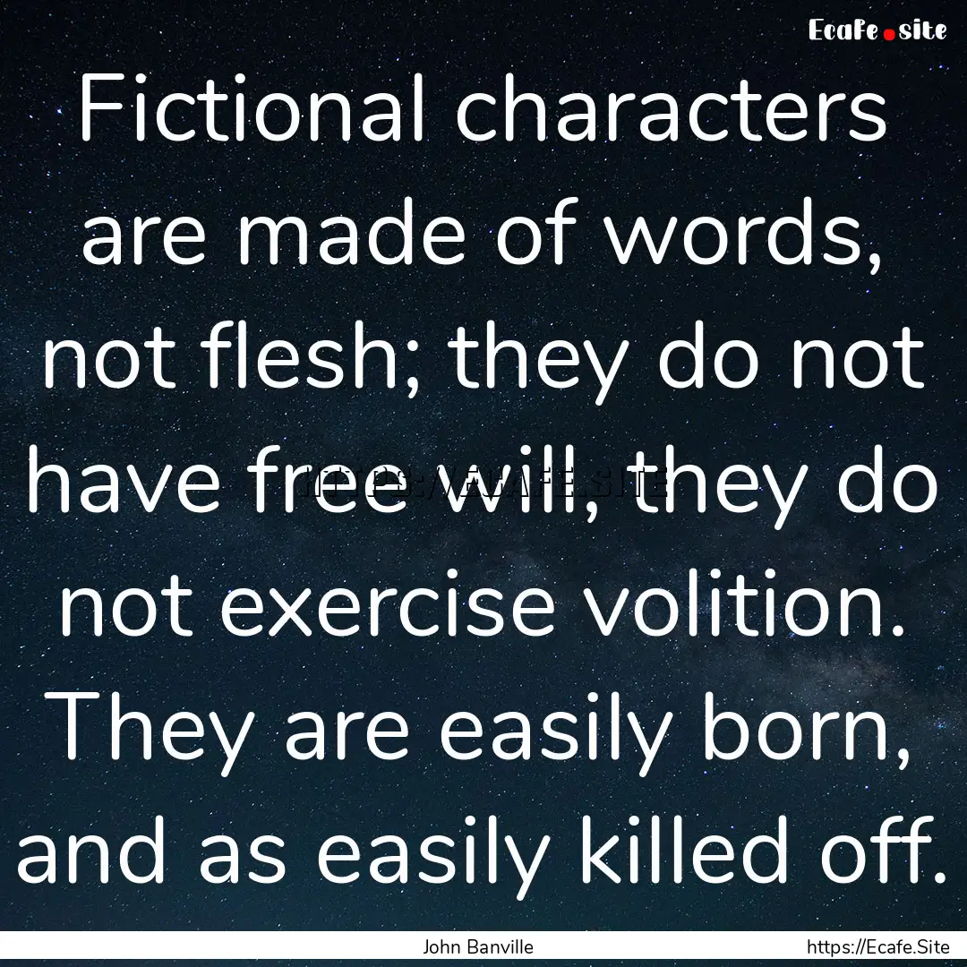 Fictional characters are made of words, not.... : Quote by John Banville