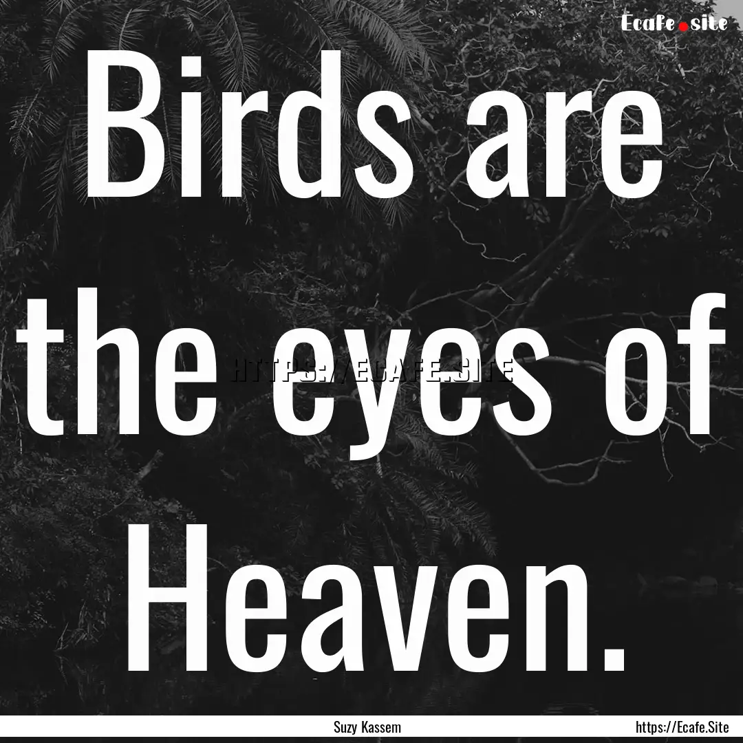 Birds are the eyes of Heaven. : Quote by Suzy Kassem