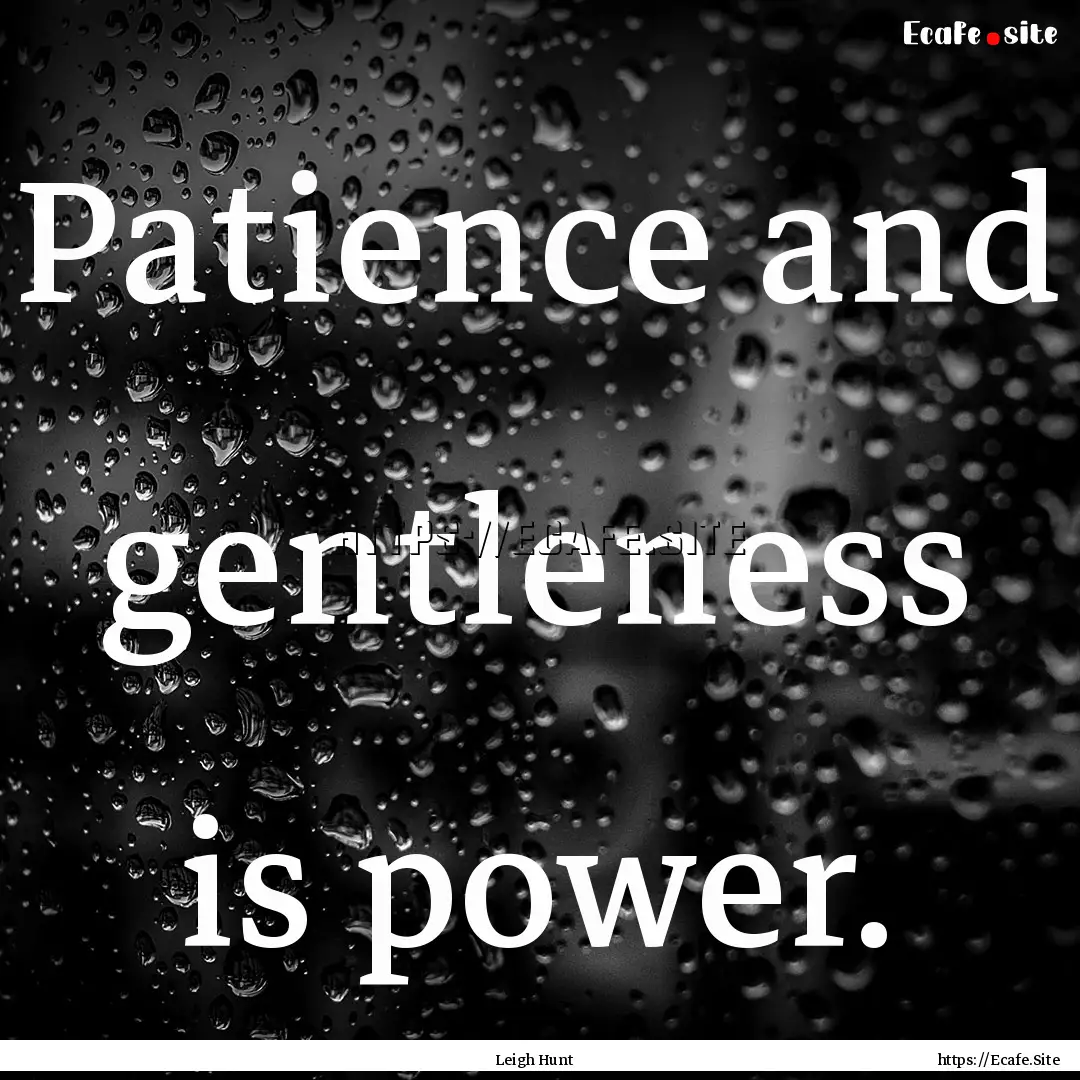 Patience and gentleness is power. : Quote by Leigh Hunt