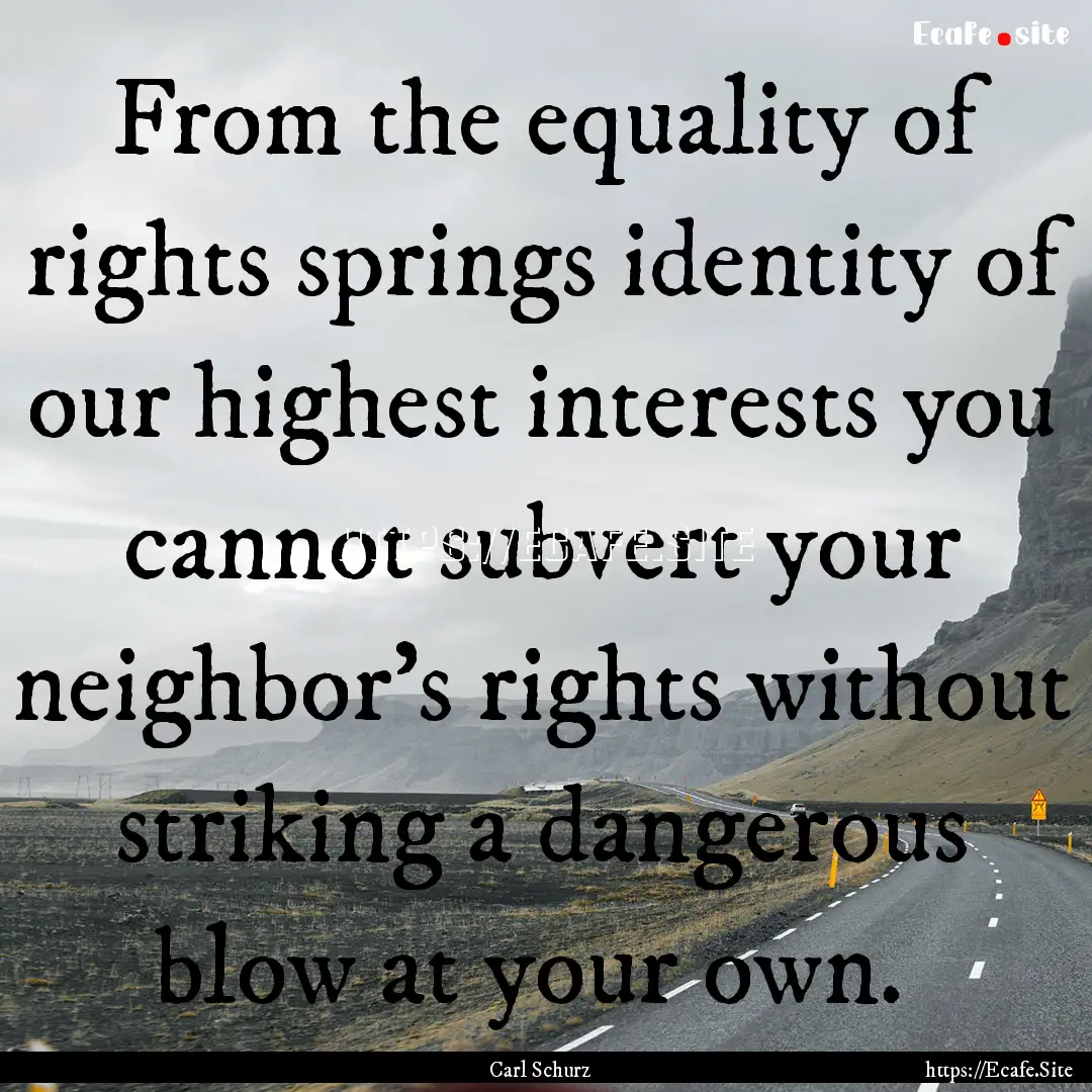 From the equality of rights springs identity.... : Quote by Carl Schurz