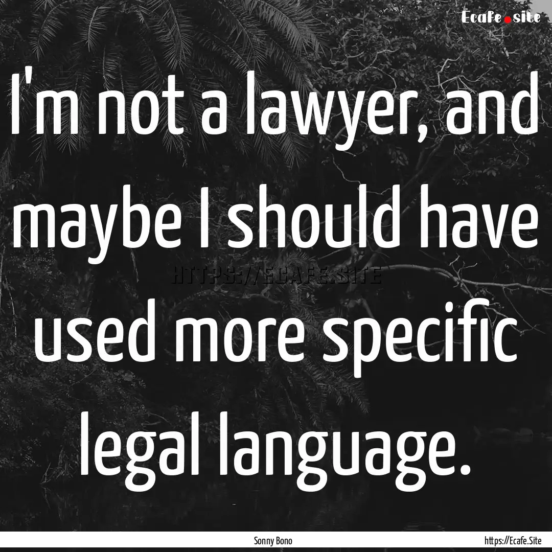 I'm not a lawyer, and maybe I should have.... : Quote by Sonny Bono