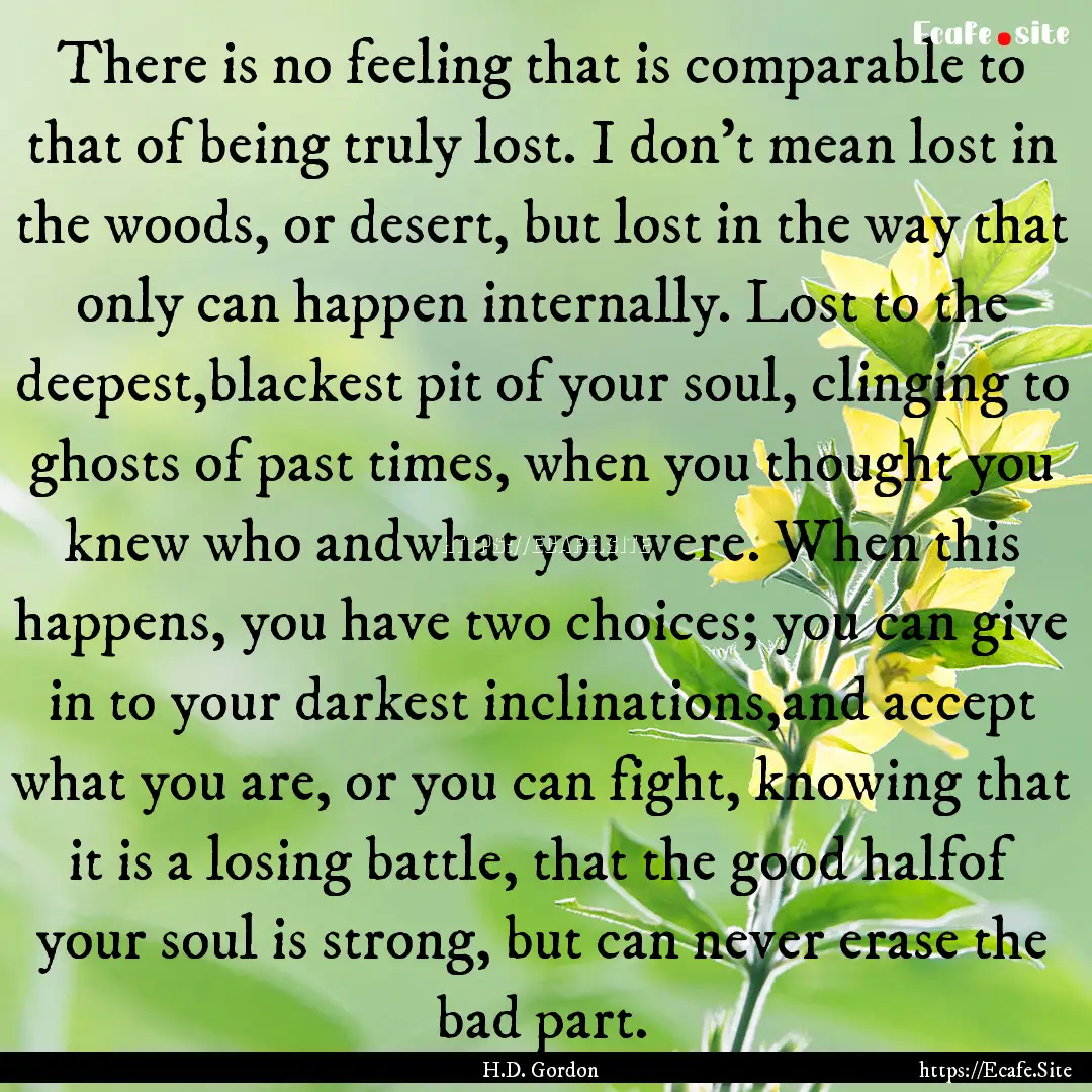 There is no feeling that is comparable to.... : Quote by H.D. Gordon