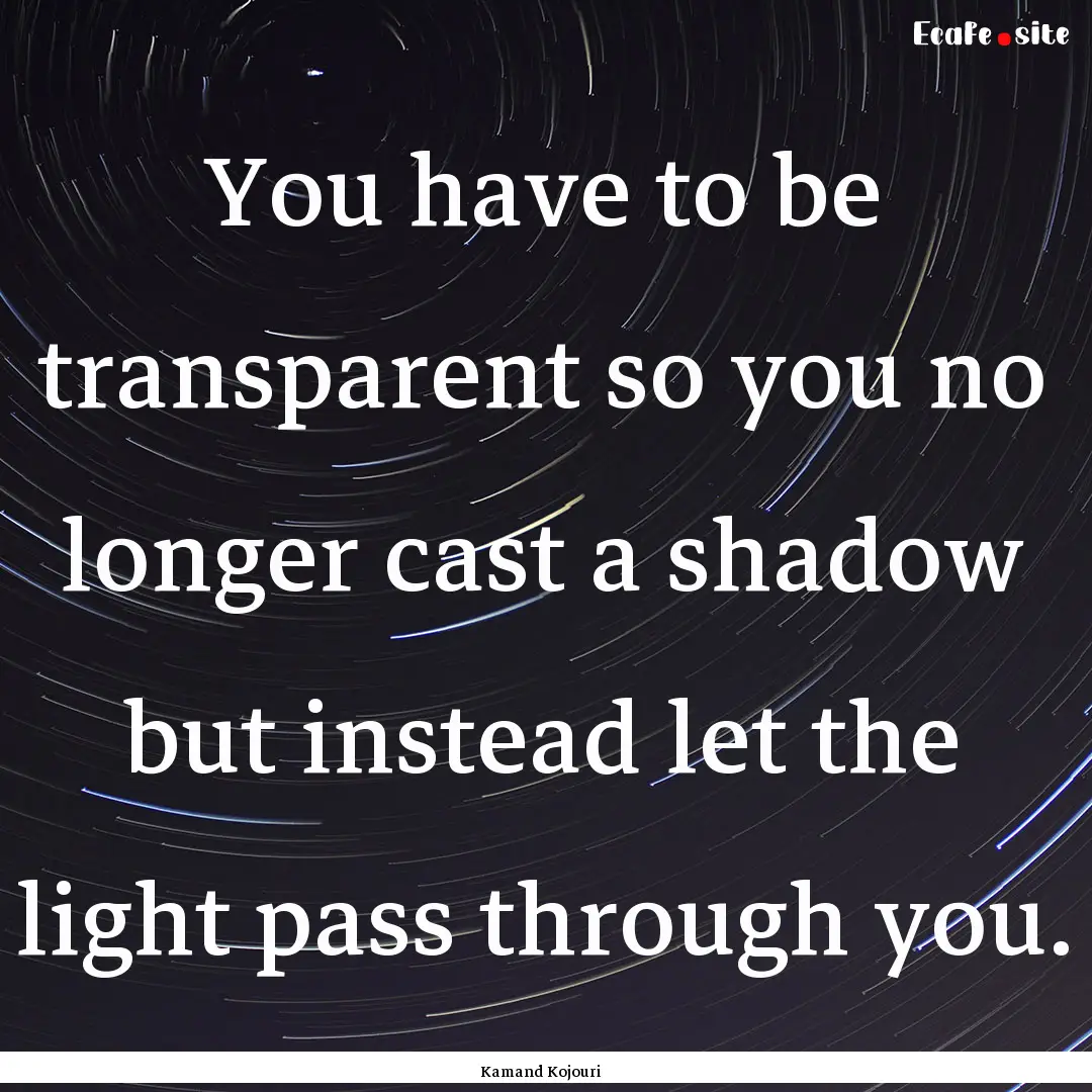 You have to be transparent so you no longer.... : Quote by Kamand Kojouri