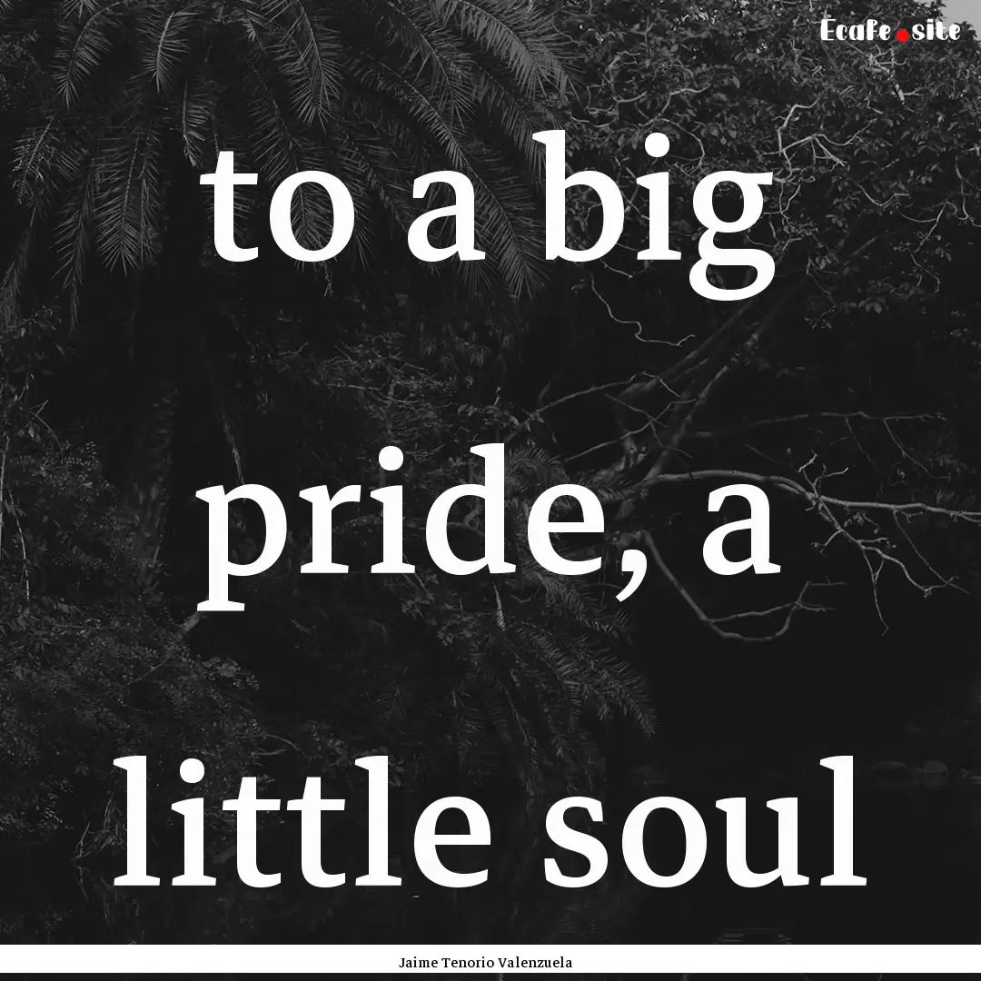 to a big pride, a little soul : Quote by Jaime Tenorio Valenzuela