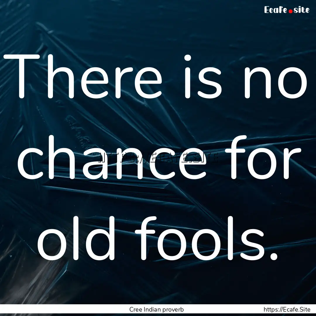 There is no chance for old fools. : Quote by Cree Indian proverb