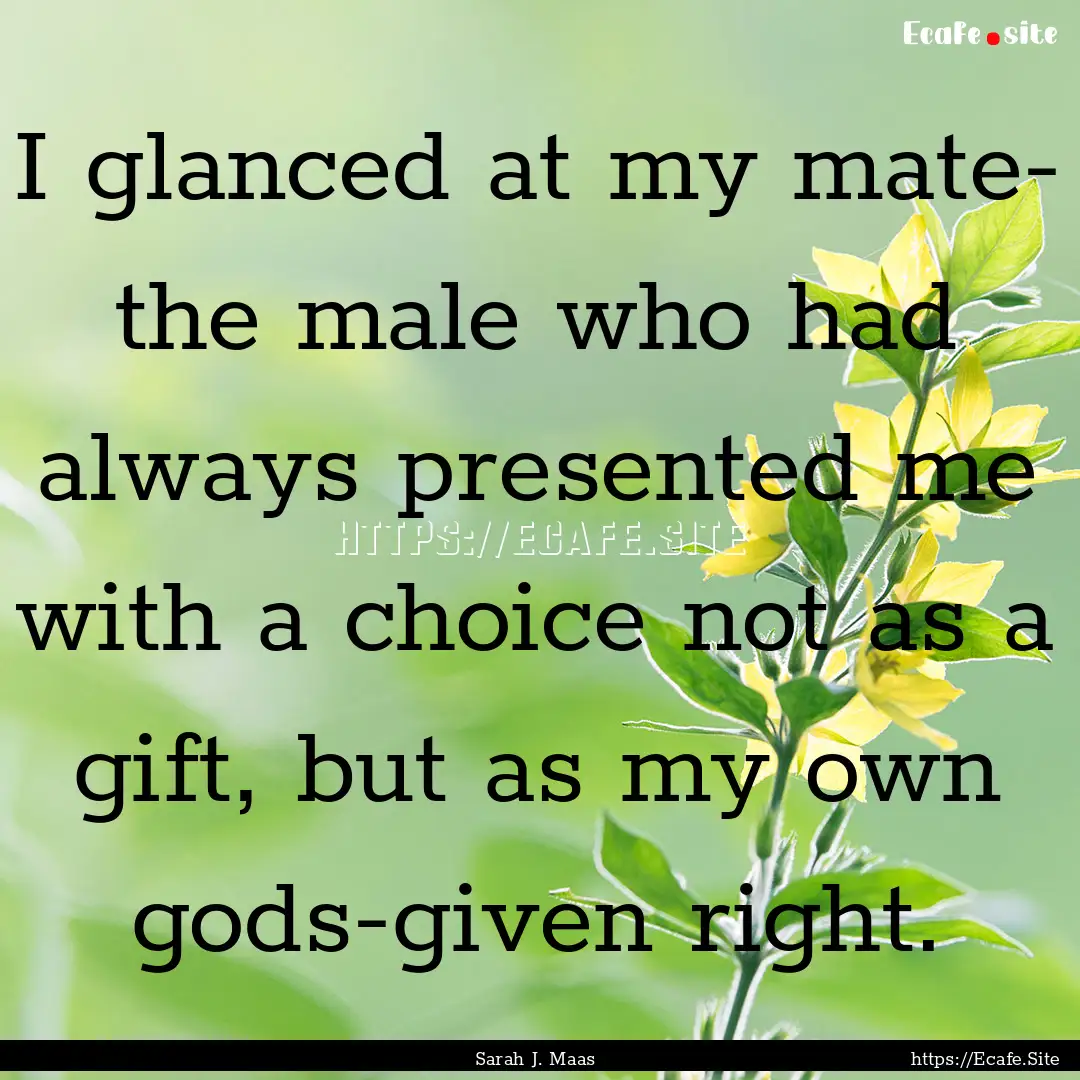 I glanced at my mate- the male who had always.... : Quote by Sarah J. Maas