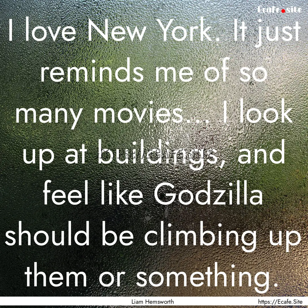 I love New York. It just reminds me of so.... : Quote by Liam Hemsworth