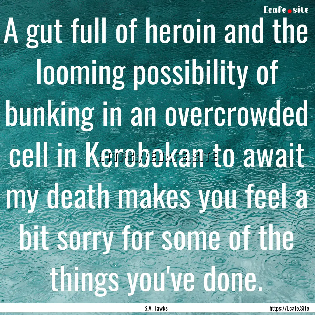 A gut full of heroin and the looming possibility.... : Quote by S.A. Tawks