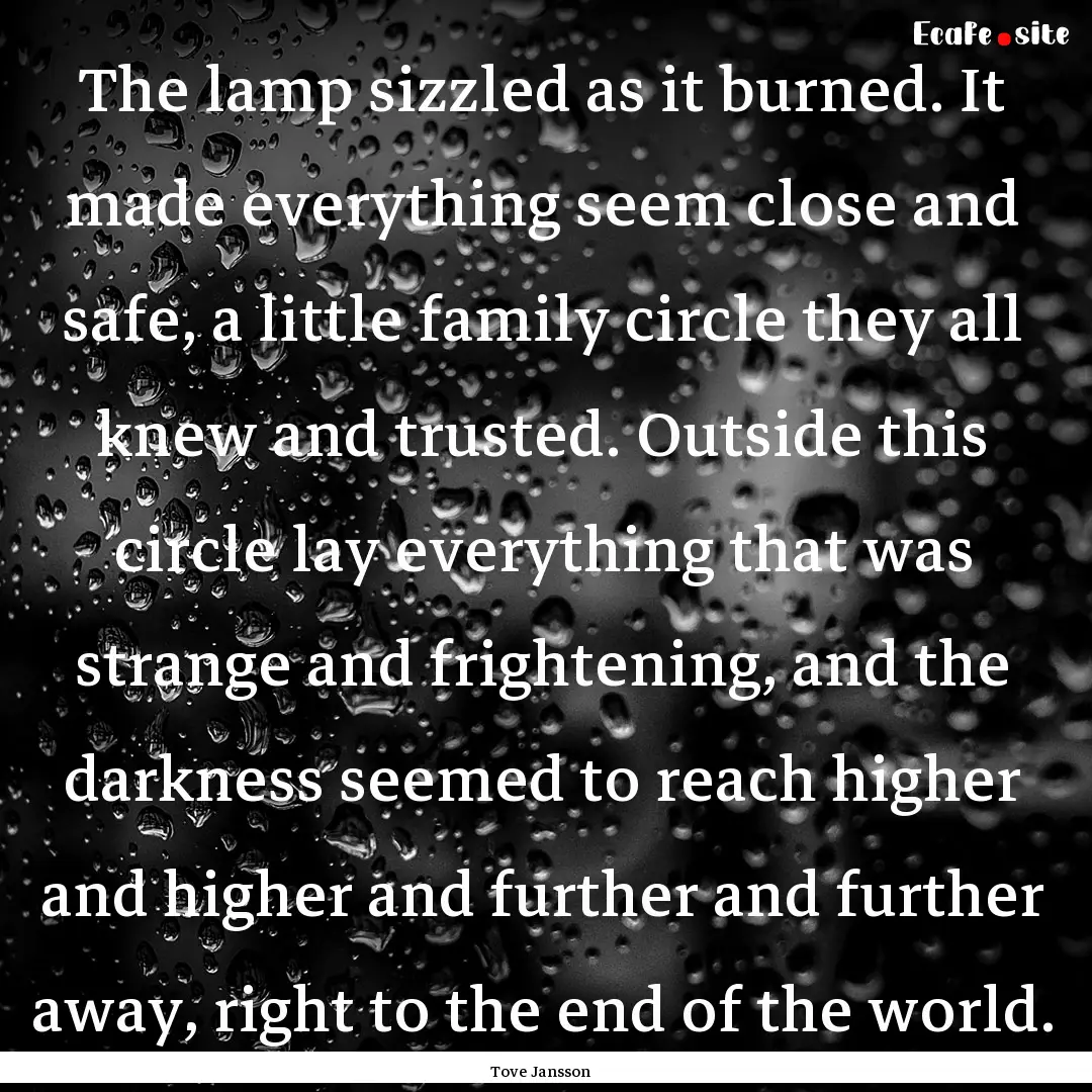 The lamp sizzled as it burned. It made everything.... : Quote by Tove Jansson