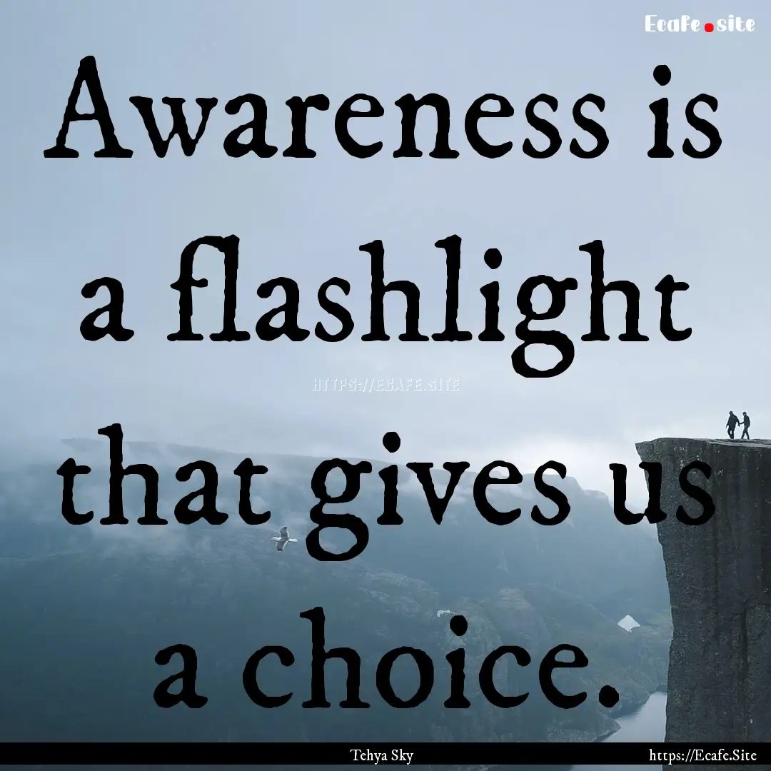 Awareness is a flashlight that gives us a.... : Quote by Tehya Sky